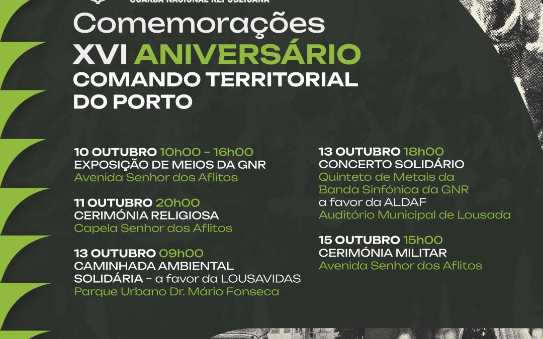 Aniversário do Comando Territorial do Porto da GNR começa na quinta-feira